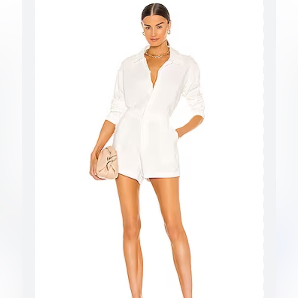 Women’s White Shirt Romper Jumpsuit